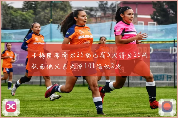卡梅隆布泽尔25场已有5次得分25两双而他父亲大学101场仅2次